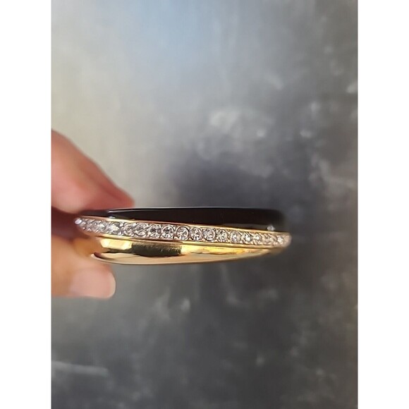 Swarovski Black Enamel and Crystal Cuff Vintage - Picture 3 of 10